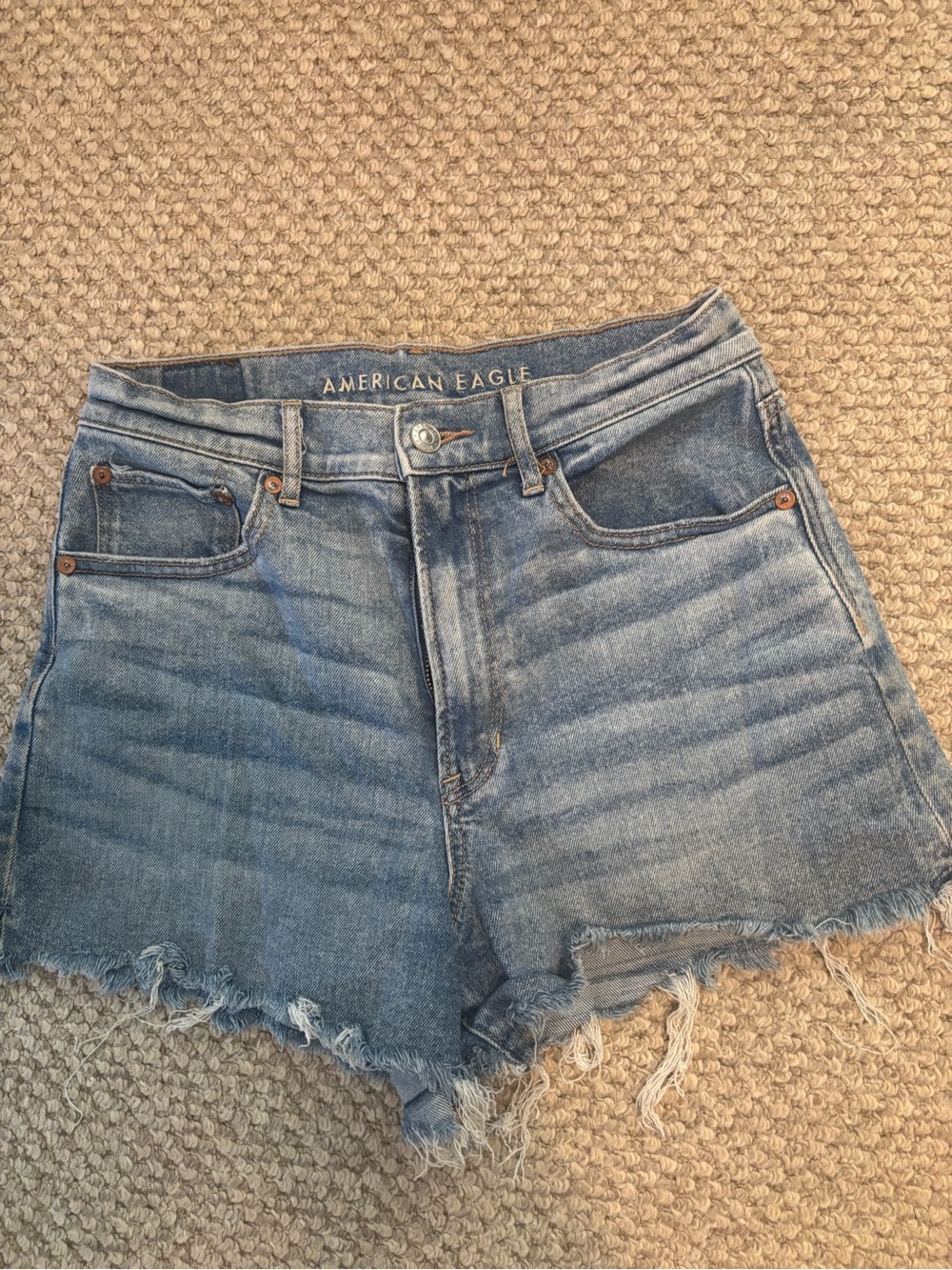 American Eagle Outfitters Light Blue High-Rise Denim Cutoff Shorts